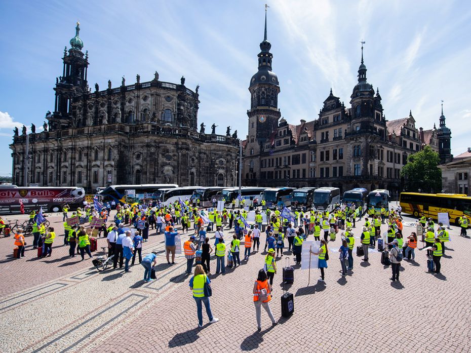 Saxony, Dresden – JUNE 3: Participants of a demonstration under the motto ‘Tourism on th