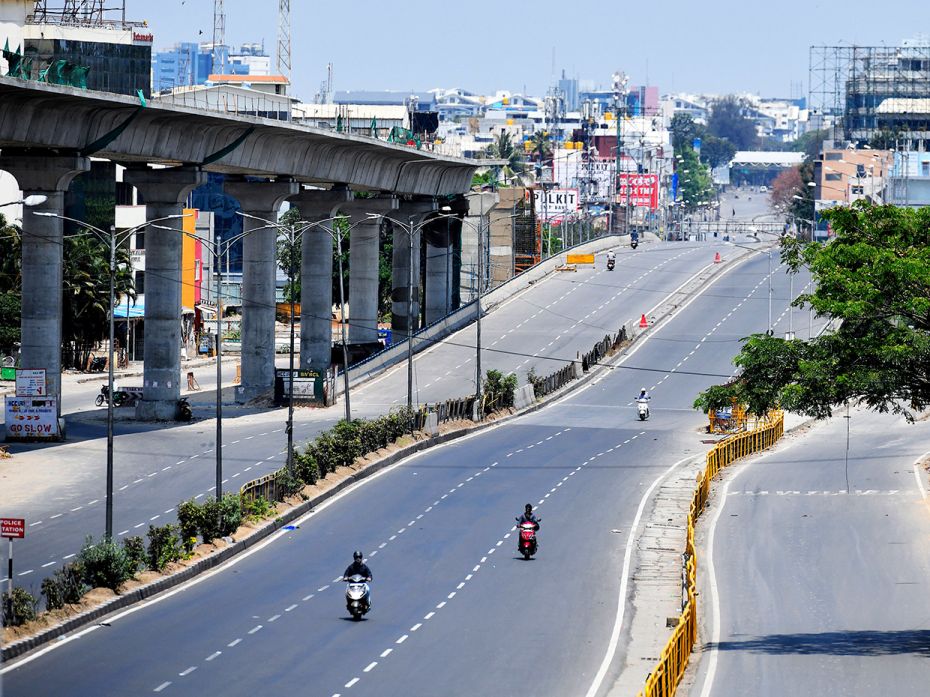 BENGALURU: A handful of vehicles move through the Silk Board junction flyover on March 22