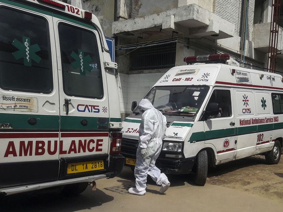 NEW DELHI, March 16: A doctor seen wearing a Hazmat suit to protect himself from the coronavirus, at