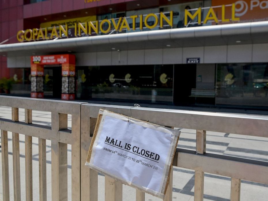 BENGALURU, March 16: A closed shopping mall is pictured amid concerns over the spread of the COVID-1