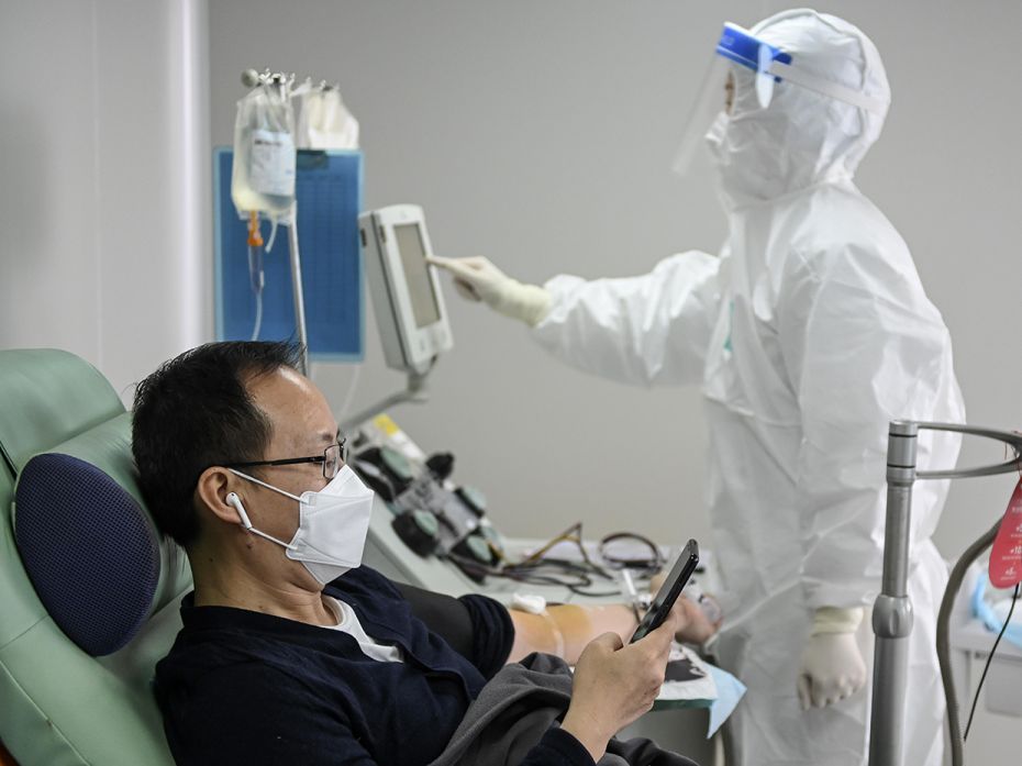 GUANGZHOU, CHINA: A recovered patient of coronavirus infection donates plasma at Guangzhou Blood Cen