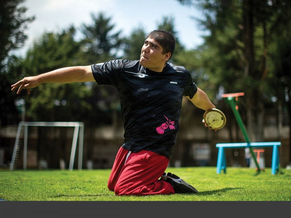 Angel Archer, a Mexican paralympic discus throw athlete, practises in Naucalpan de Juarez, Mexico. H