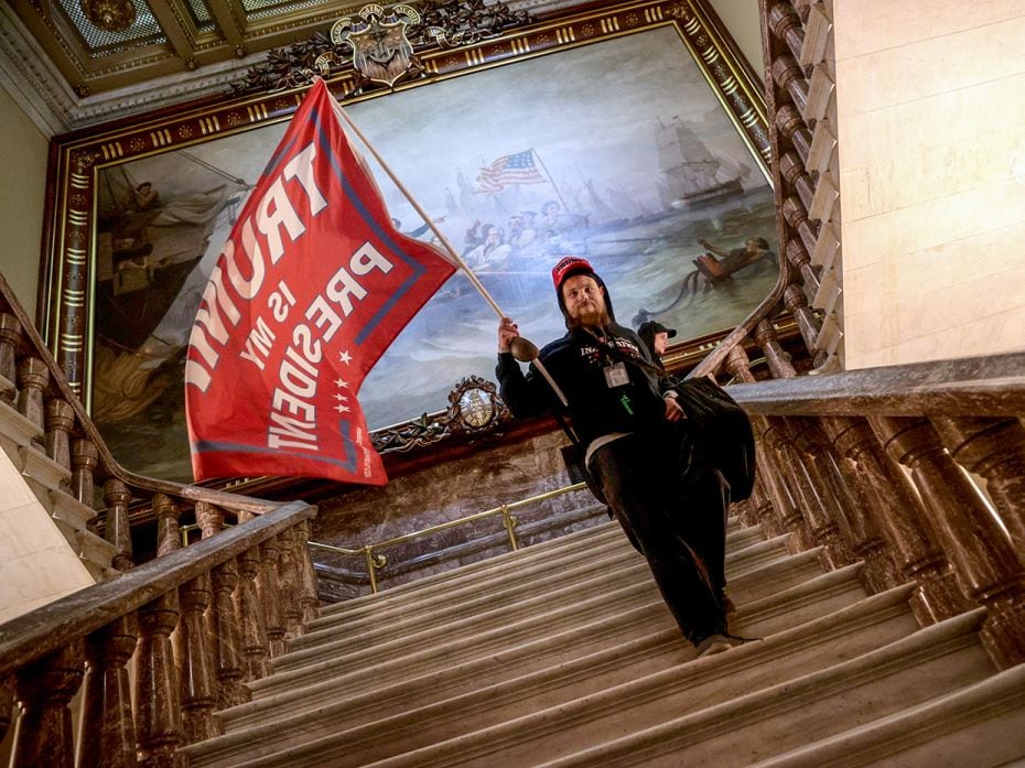 Protesters supporting US President Donald Trump storm the US Capitol on January 06, 2021 in Washingt