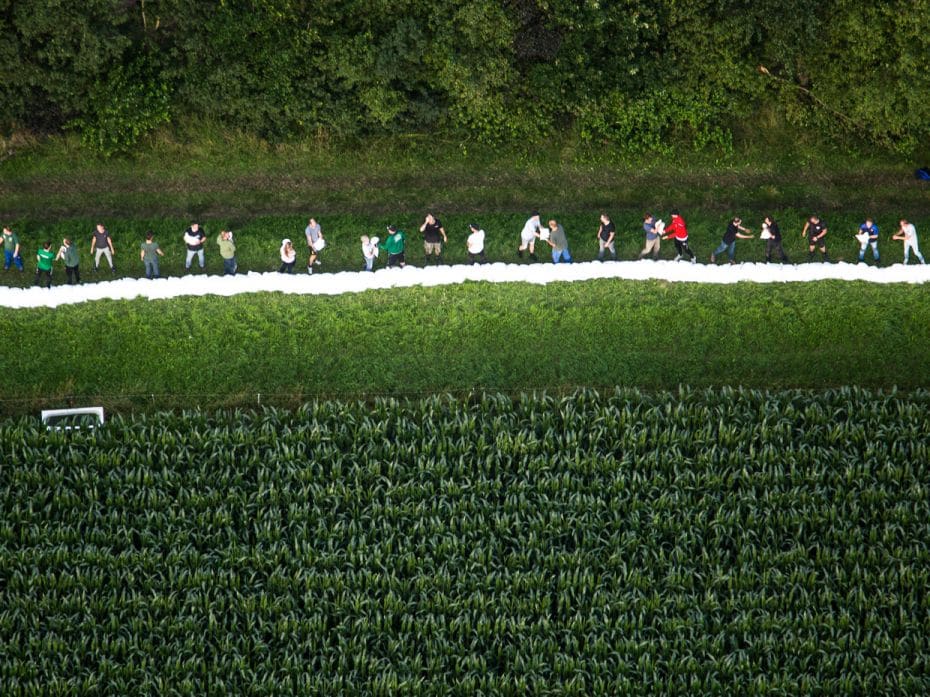 Netherlands
Locals form a chain to relay sandbags near flooding on the Maas river in Limburg, Nethe