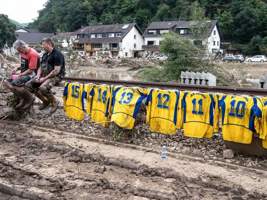 Germany
The jerseys of an old men's football team of the local sports club are hung out after being