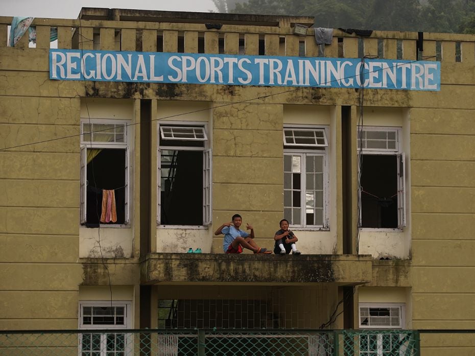 Young athletes and hostellers relax after a practice session at the Regional Sports Training Centre 