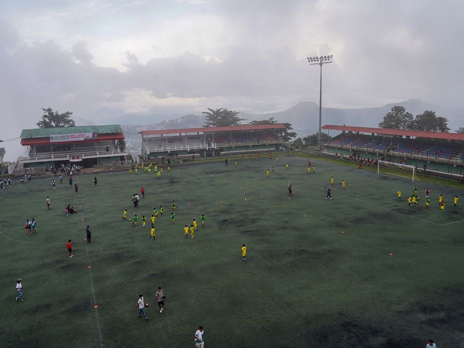 A picturesque view from the top of the iconic Lammual stadium in Aizawl. Also known as the Assam Rif