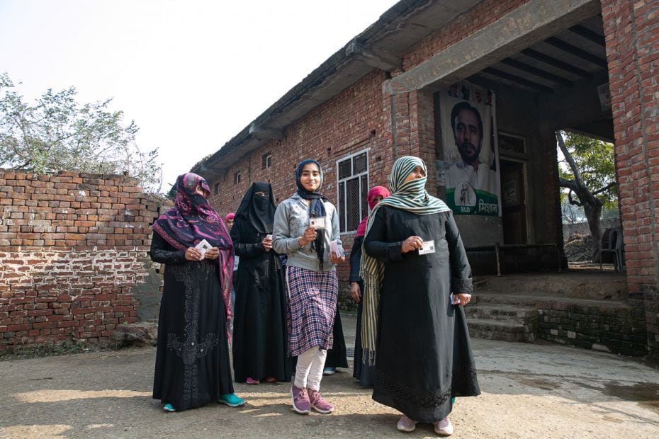 In Mahawatpur, Baoli, 19-year-old Fareen Malik walks back home with her mother and her aunts after v