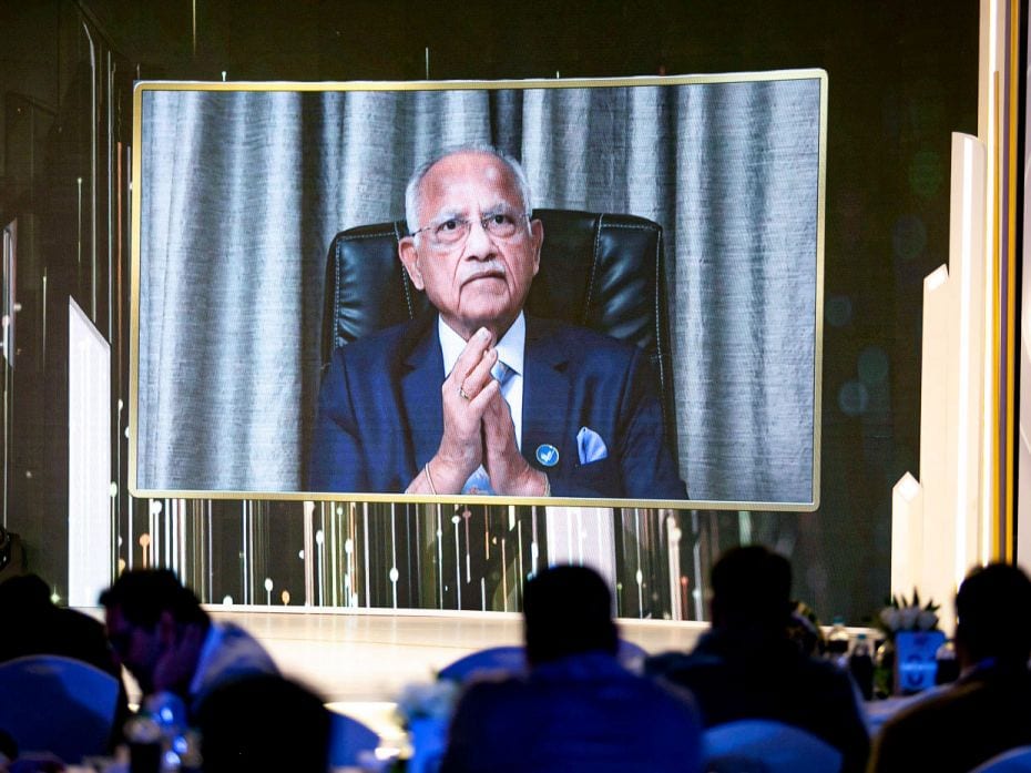 Apollo Hospitals' Dr Prathap Reddy delivers a virtual keynote address at FILA 2022 after receiving t