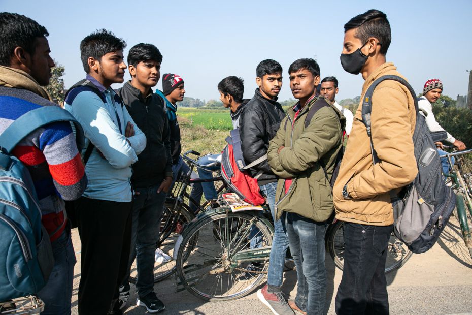 Students stream out after a Maths class at Chetana Plus Coaching Centre in Dobhi, Jaunpur. Prince Ma