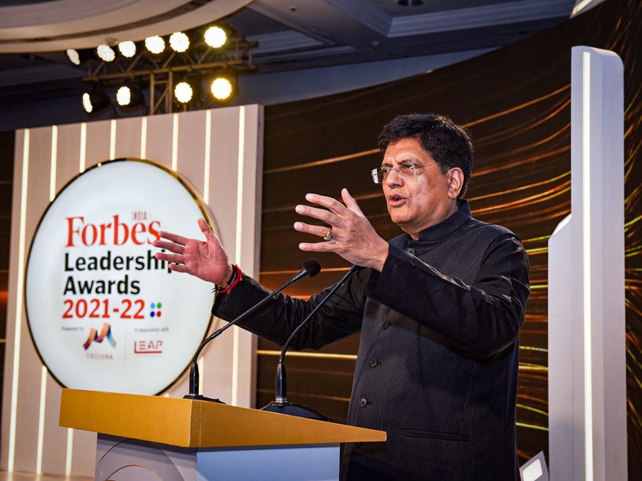 Union Minister Piyush Goyal delivers his address at the FILA 2022 Awards, highlighting India's manuf