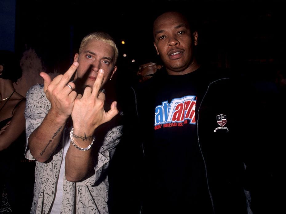 Eminem and Dr Dre at the 1999 MTV Video Music Awards, New York City. Dr Dre's legacy is a summation 