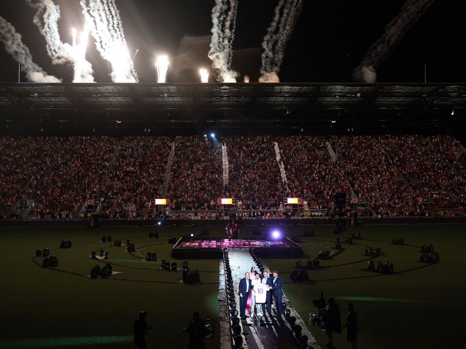 Fireworks light Inter Miami's stadium during 