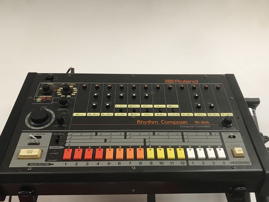 A Roland TR808, the staple of early hip-hop music for its powerful bass drum sound. Instead of relyi