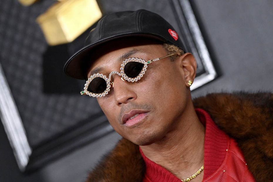 Pharrell Williams in Tiffany's antique diamond-encrusted spectacles at the 65th Grammy Awards on Feb