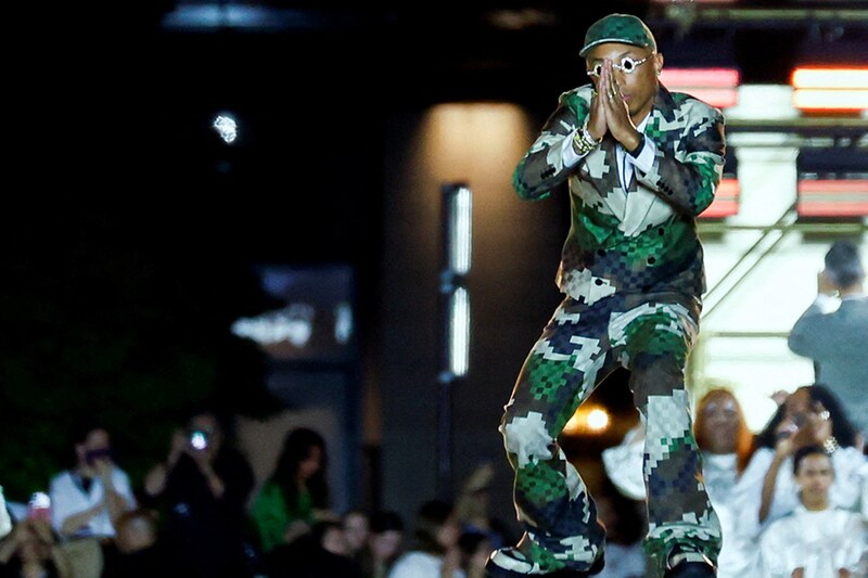 Pharrell Williams funks up his first offering as creative director for Louis Vuitton at Paris fashion week