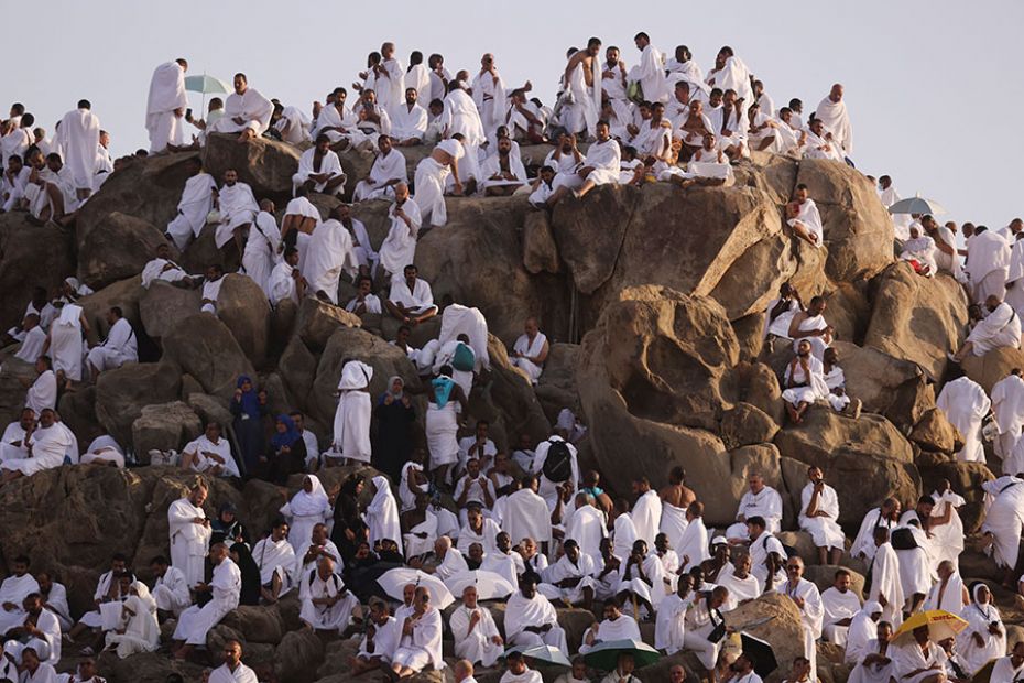 Pilgrims scale the rocky Mount Arafat and pray from noon to dusk, where Prophet Muhammad is believed