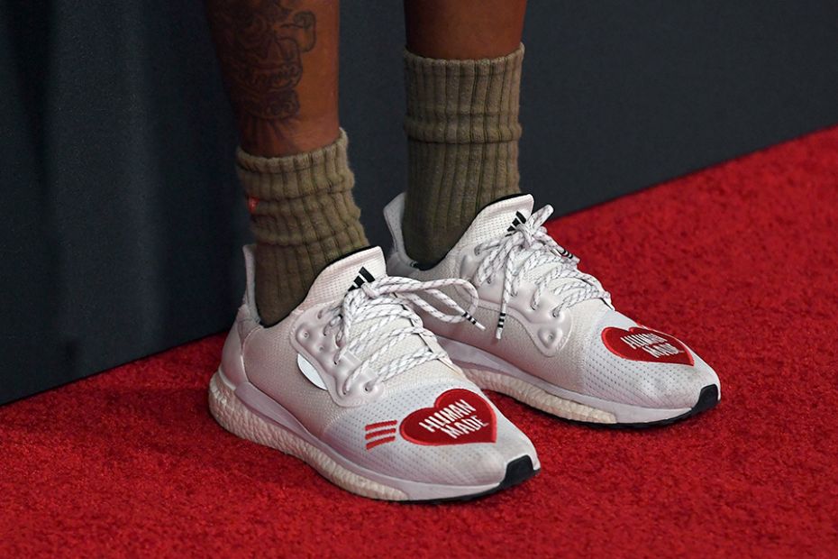 Pharrell Williams's shoe detail at the 23rd Annual Hollywood Film Awards on November 03, 2019, in Be