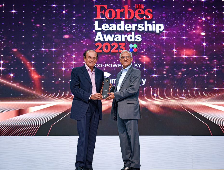 AS Lakshminarayanan (right), managing director and CEO, Tata Communications accepts the Forbes India