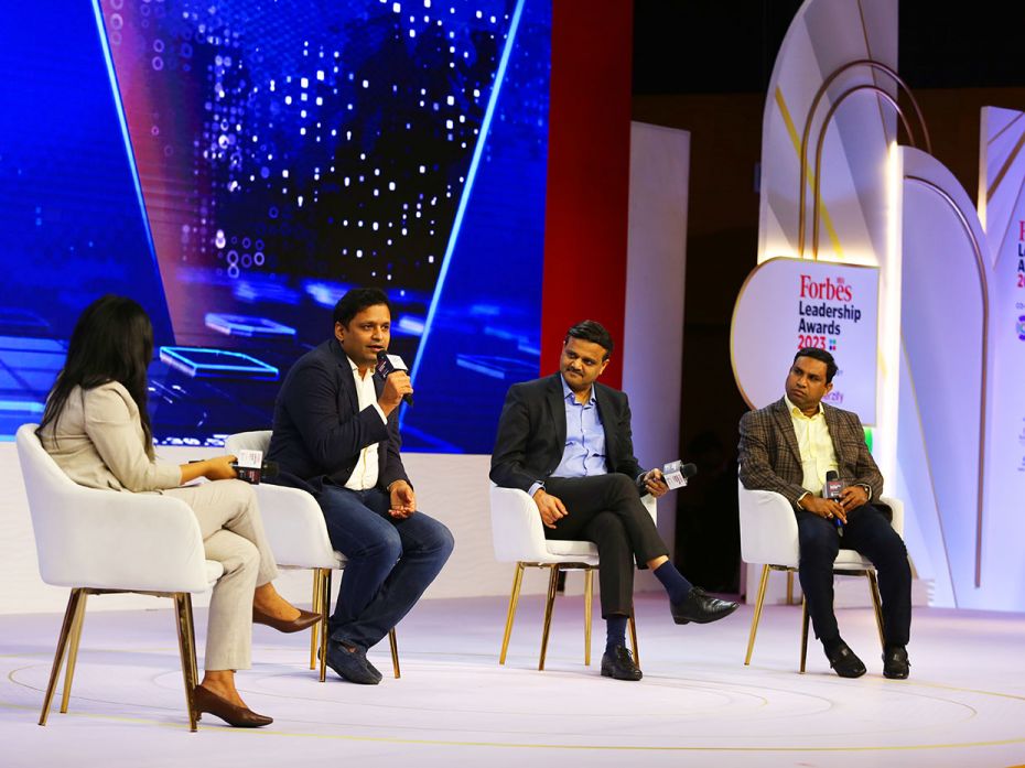 (from left) Nasrin Sultana, Associate Editor, Forbes India moderates a  discussion on the impact of 